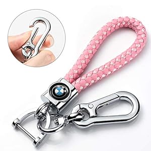 Suitable for Genuine Leather Car Logo Keychain Suit for Jeep Key Chain Accessories Keyring Gift with Logo for Man and Woman（Pink）