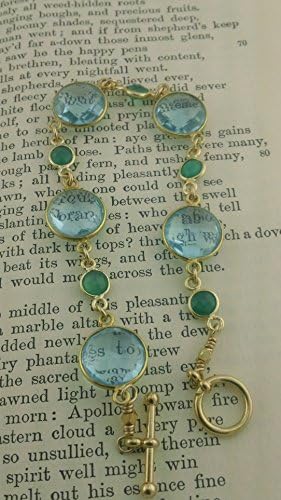 Caribbean Lagoon Bracelet: Shimmering Light Blue Topaz coins are paire with petite green onyx coins