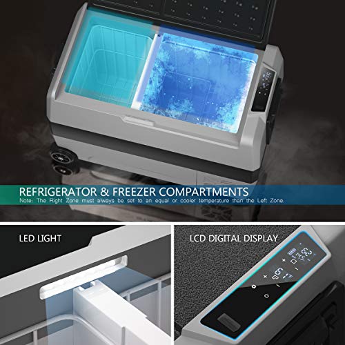 COSTWAY Car Refrigerator with Wheels, 53Quart Electric Cooler with APP