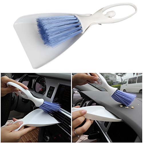 Jscarlife Mini Dust Pan and Brush Set 2 in 1, Small Broom and Dustpan Set The Best Mini Hand Broom,Blue