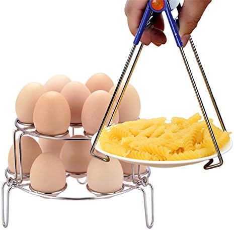 Steamer Rack for Instant Pot,Stackable Pressure Cooker Steam Rack,Stainless Steel Food Basket Stand,2pcs with Anti-hot Clamp
