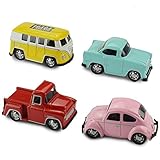 Jellydog Toy Pull Back Vehicles, 4 Pack Exquisite Metal Vehicles Set, Alloy Die-cast Mini Car Play Set, Pull Back Cars With Bus, Beetle,Pickup,Car ,Toy Car for Toddler