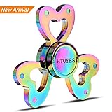 HTOYES Love Heart Rainbow Fidget Spinner Toy Colors Hand Tri-Spinner Focus Autism ADHD Finger Spiral Toy,Stress Reducer Relieves Anxiety and Boredom Spinner Toys