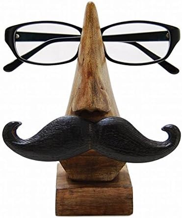 Eyeglass Wooden Spectacle Holder Nose With Mustache - Display Stand for Office Home Decorative - Birthday Gifts for Men | Kids