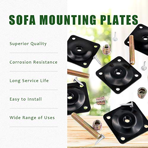 Keadic 8 Sets 2 Types Heavy Duty Leg Mounting Plates Kit, M8 Furniture