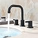 PARLOS Two-Handle Widespread Bathroom Faucet with Pop-up Drain Assembly and cUPC Faucet Supply Lines, Matte Black, 14136