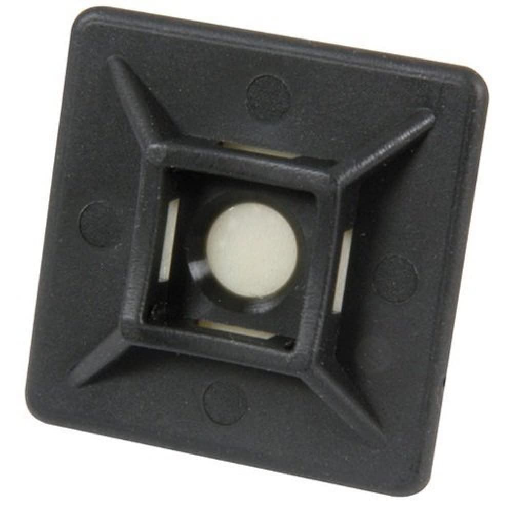 Merriway BH05760 (100 Pcs) Black Self Adhesive Cable Tie Mounts, 19 mm (3/4 Inch) Square - Pack of 100 Pieces