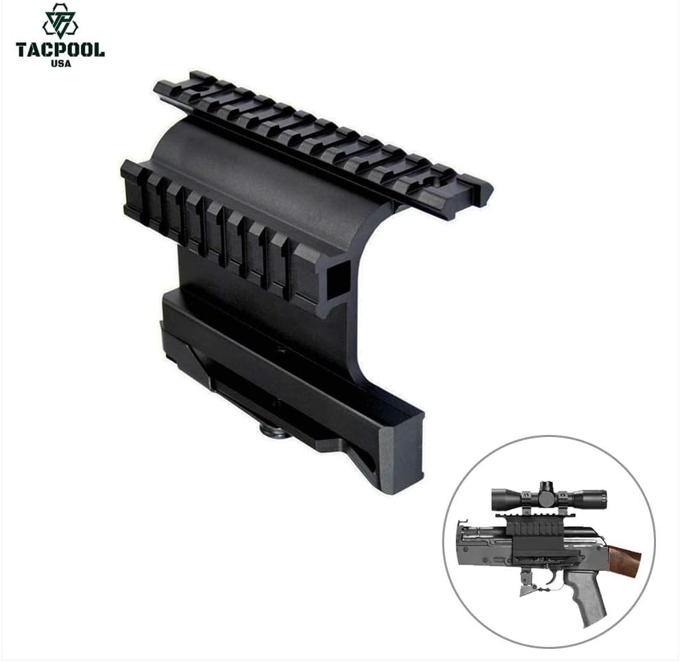 TACPOOL Saiga Quick Detachable DoubIe RaiI Side Accessory Mount, Aluminum, Black