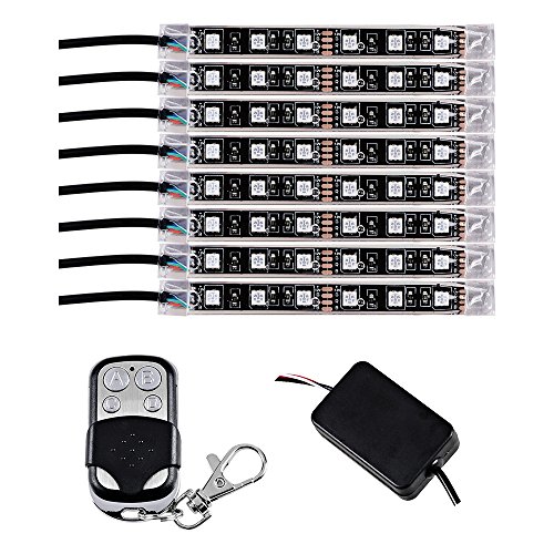 8pcs Car Motorcycle ATV Strip RGB LED Remote Under Glow Neon Light Kit Multi Color