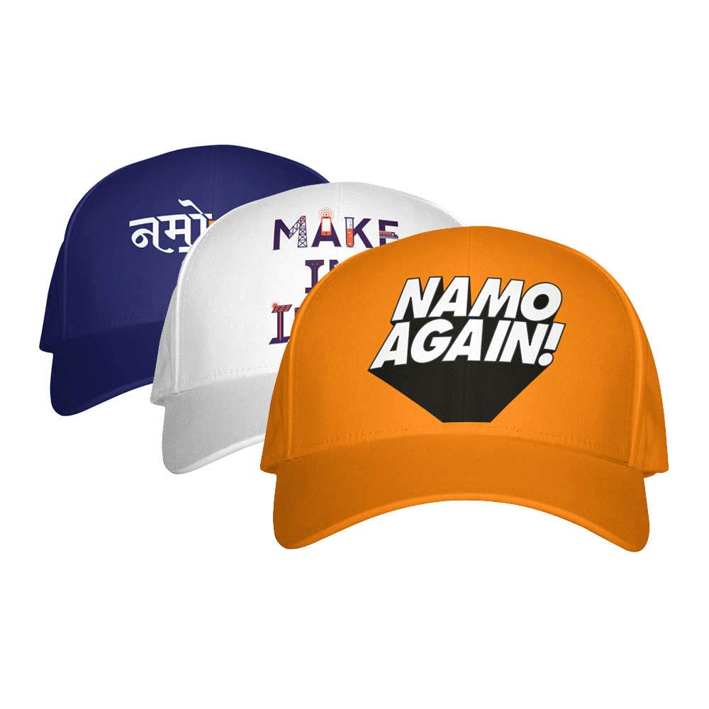 namo merchandise set of 3 - namo for respect, making india, namo again caps