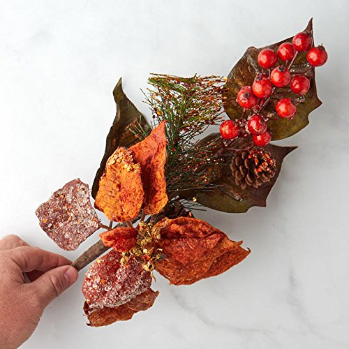 Factory Direct Craft Velvet and Glitter Copper Poinsettia and Pine Floral Sprays - 2 Sprays