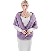 AMTFBY Women's Faux Fur Wrap Cross Shawl For Winter Evening Party Cape