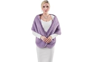 AMTFBY Women's Faux Fur Wrap Cross Shawl For Winter Evening Party Cape