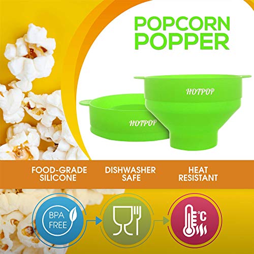 The Original Hotpop Microwave Popcorn Popper, Silicone Popcorn Maker, Collapsible Bowl BPAFree