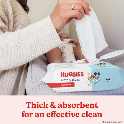 HUGGIES SIMPLY CLEAN UNSCENTED BABY DIAPER WIPES, 11 FLIP-TOP PACKS (704 WIPES TOTAL), PACKAGING MAY VARY