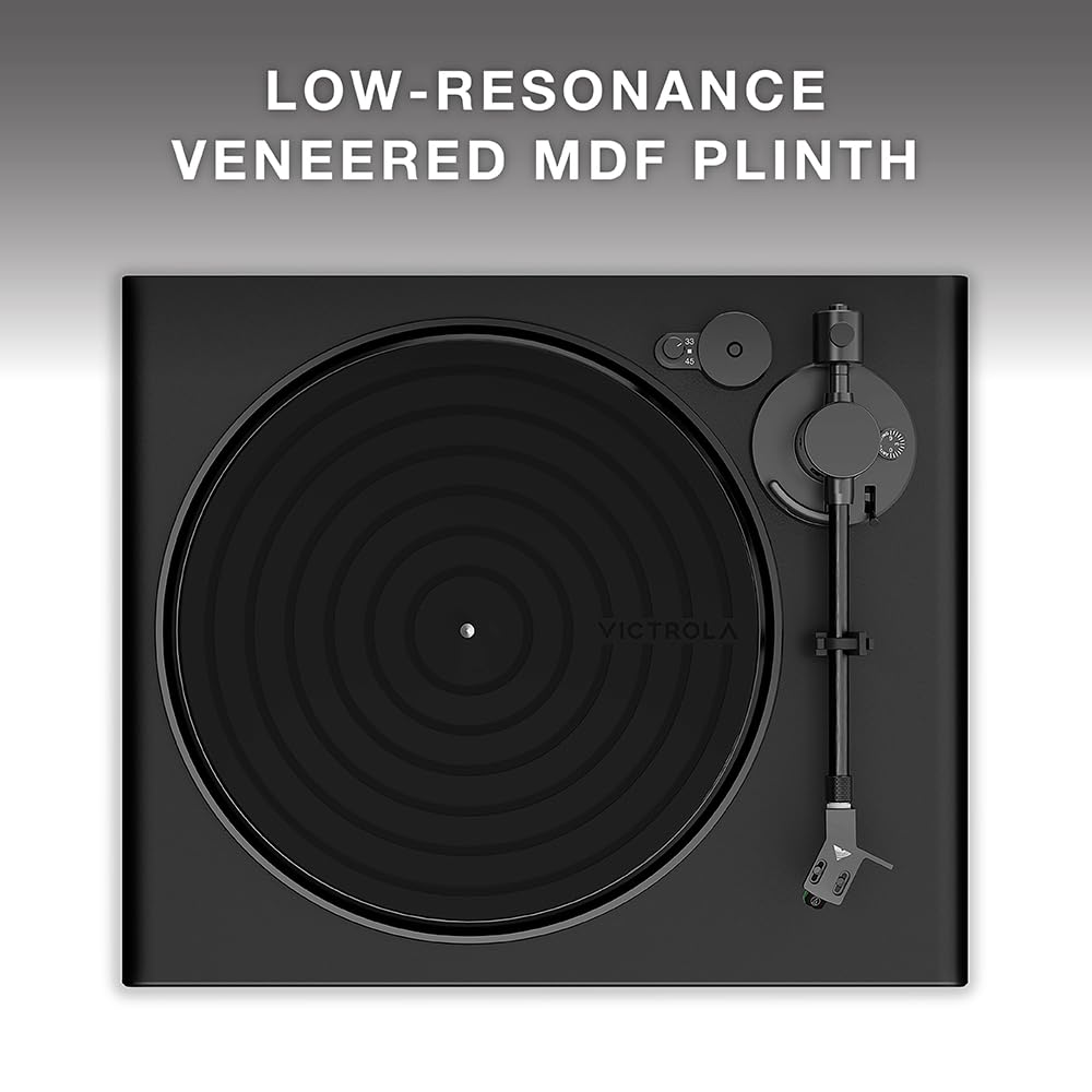 Victrola Hi-Res Black Turntable - aptX Adaptive, aptX HD, Bluetooth Streaming, Wired RCA Output, Aluminum Tonearm (Black)