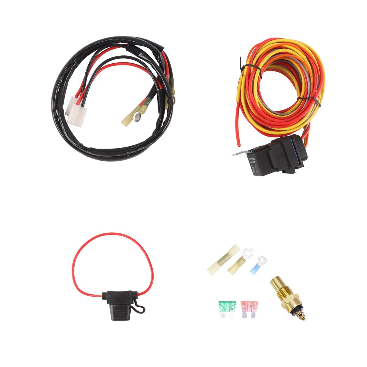 CENPEK Dual Electric Cooling Fan Wire Harness Kit 185 On 165 Off Thermostat 50 AMP Relay