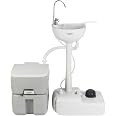 VINGLI Upgraded Portable Sink and Toilet Combo| Self-contained 5 Gal Hand Washing Station & 5.3 Gal Flushing Toilet, Perfect