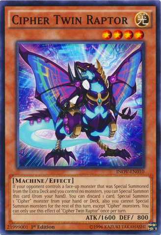 Yu-Gi-Oh! - Cipher Twin Raptor (INOV-EN010) - Invasion: Vengeance - 1st Edition - Common