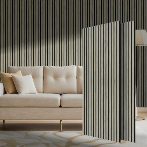 Wooden Slat Wall Panels 2 Pack - 23.6" x 47.2" 3D Fluted Sound Absorbing Panel, Sound Absorbing Wood Wall Panels for Modern Home Decor, Living Room, Bedroom - Grey Oak at Amazon