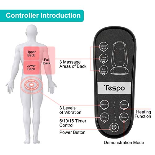 Tespo Back Massager with Heat, Chair Massage Cushion Pad, Shiatsu Kneading Massager for Full Back Pain Relief, Home Office Car Vehicle Use - Thumbnail 4