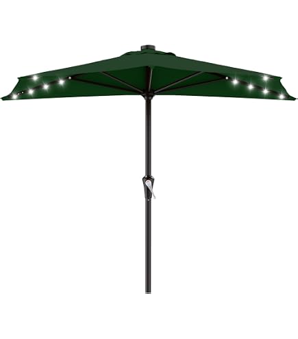 C-Hopetree 9 ft Half Round Outdoor Patio Market Wall Umbrella with Solar LED Lights and Tilt, Anthracite : Patio, Lawn & Garden