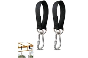 SquEqu 2 Pack Tree Swing Straps Hanging Kit 50cm 400lbs Heavy Duty Belt with Safer Lock Snap Hook Clip Carabiner Connector for Hammock Punching Bag Swings Chair Seat Gym Bar Handle Cable Outdoor