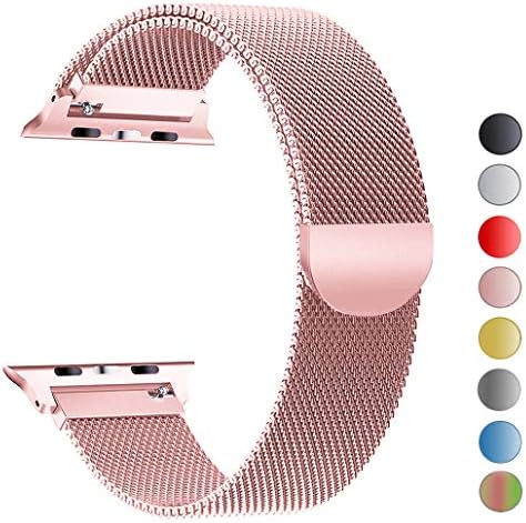 Seoaura Compatible Apple Watch Band 42mm 44mm, Stainless Steel Milanese Loop Replacement Strap with Magnetic Closure iWatch Series 4 3 2 1 Sports (Rose Gold, 42mm/44mm)