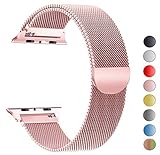 Seoaura Compatible Watch Band 38mm 40mm, Stainless Steel Milanese Loop Replacement Strap with Magnetic Closure Series 4 3 2 1 Sports (Rose Gold, 38mm/40mm)