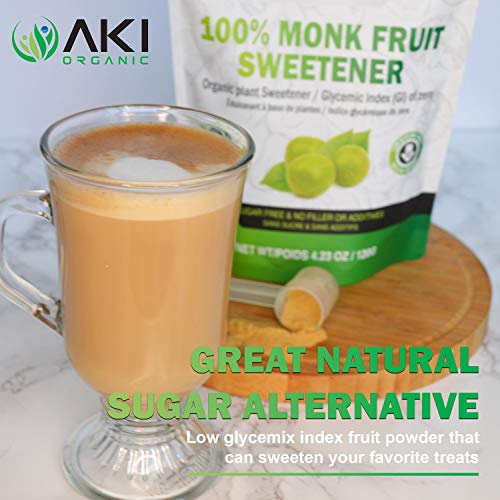 Aki Organic Monk Fruit Extract Sweetener Powder 100 Pure Monkfruit