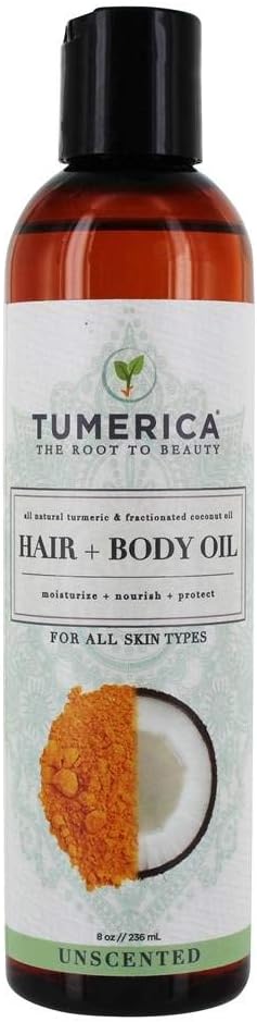 Tumerica Hair and Body Oil, Coconut & Turmeric, 8 Ounce
