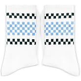 KGHYT Womens Crew Socks Retro Checker Stripe Cotton Athletic Casual Tube Socks Soft Comfort Gift Pack