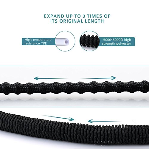 iZEEKER [2018 New] Three Times Expandable 50 Feet Magic Hose,Washing Car Hose,Strongest Expandable Garden Hose,Solid Brass Ends, Double Latex Core, Extra Strength Fabric (Black) - Thumbnail 3