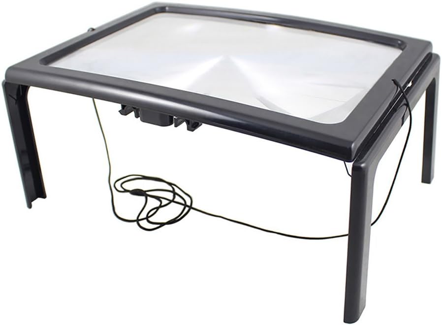 3X Magnifier Sheet Hand Free Plastic Magnifying Glass with 4 LED Lights