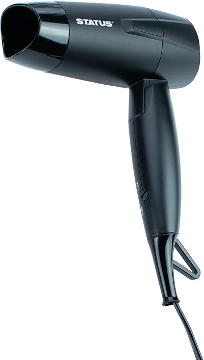 Status Toulouse Black Foldable Travel Hair Dryer 1200W Dual Voltage 230V 115V