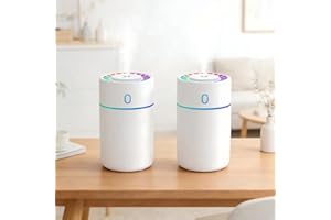 2-Pack White Humidifier with Colourful Lights for Ultrasonic Cool Mist Humidifiers for Bedroom, Home Offices and Small Rooms,