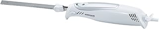 ROMMELSBACHER Elektromesser EM 120 - kraftvoller Motor, Einschalttaste mit Sicherheitsschaltung, nutzbare Klingenlänge 17,5 cm, Edelstahl-Messerklingenpaare mit feiner und grober Zahnung, 120 W, weiß