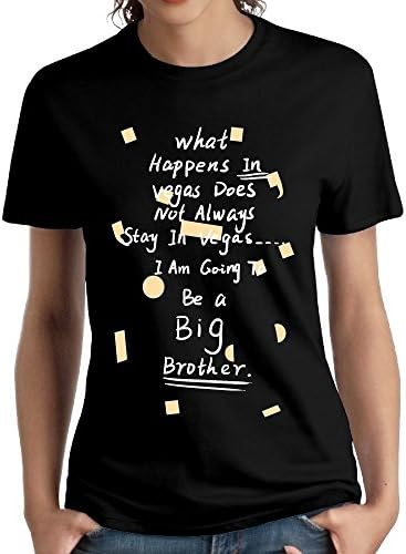 WTOPS What Happens In Vegas Doesn't Stay In Vegas! I Am Going To Be A Big Brother Shirt Women's Cotton Tees Cool Short Sleeve T Shirts Crew Neck Tops