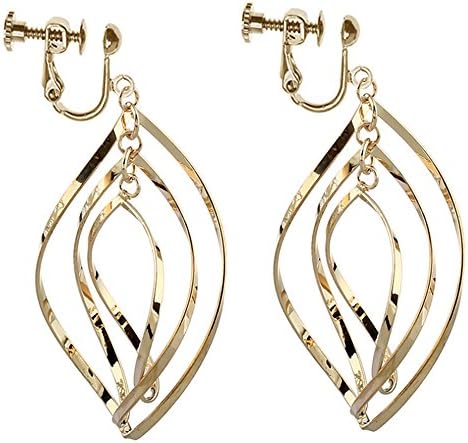 Clip On Earrings Multilayer Hollow Leaf Earrings Dangle Gold Plated Proms Gift