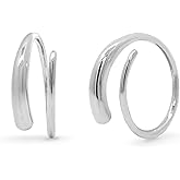 Boma Jewelry Sterling Silver Spiral Wrap Pull Through Hoop Earrings