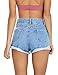 Haola Women's Juniors Vintage Denim High Waisted Folded Hem Jeans Shorts Light Blue XL