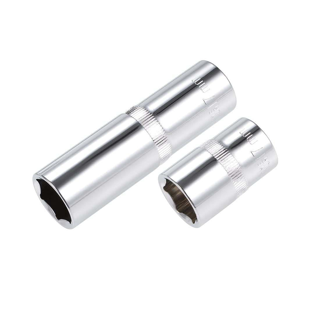 TOP-VIGOR 2Pcs 1/2-Inch Drive by 17mm Deep and Shallow Socket, Cr-V Drive Socket, 6-Point, Metric for Auto Repairing and Household