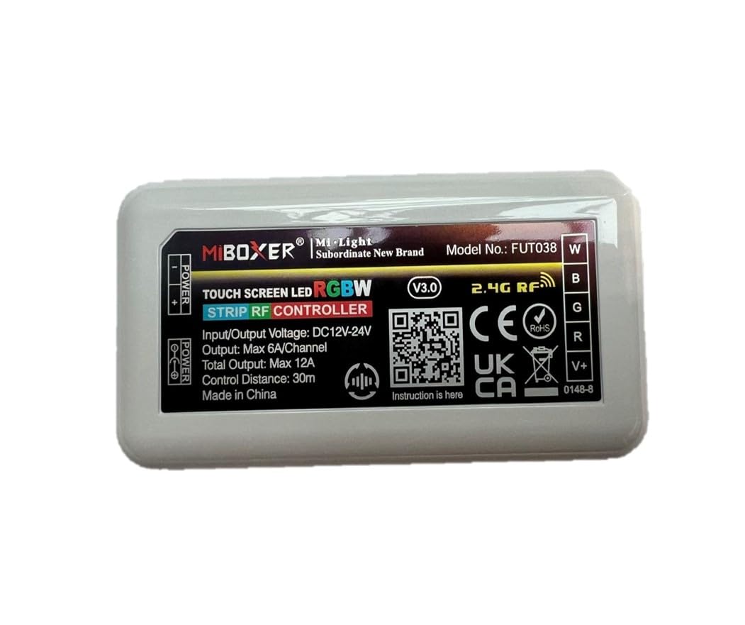 LIGHTEU®, 2.4GHz Wireless WiFi Control LED RGBW Strips Controller WLAN 12-24V Max. output 10A, Milight Miboxer FUT038
