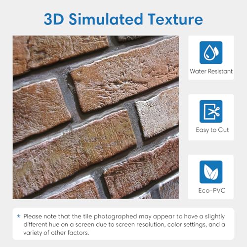COMSTICKC 3D Bricks Wall Stickers, 10 Pieces, 30 x 40 cm, High Quality PVC Wall Stickers Panels for 3D Stone, Decorative Panels for Living Room, Bathroom, Kitchen
