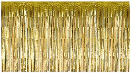 Wifehelper Table skirt with fringe, suitable for round table rectangular, gold, silver, purple (gold), 107.9 x 29.1 inch (Rectangular) - Image 4