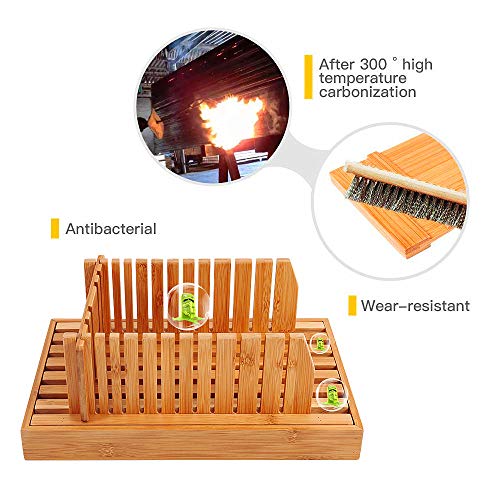 Bamboo Adjustable Bread Machine Wood Bread Slicer For Homemade Bread With Crumb Catcher Tray Creative Bread Slicing Guide