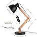 MUTUW Wooden Swing Arm Desk Lamp, e26 e27 LED Bulb Lamp, 40W, Metal Wooden, Perfect for Reading Study Work Office, Black