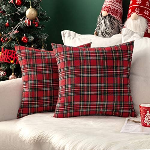 MIULEE Set of Christmas Scottish Tartan Plaid Throw Pillow