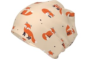 AERICKON Vintage Cute Little Red Fox Kids Slouchy Beanie Hat Soft Fashion Unisex Boys Girls Headwear Head Wraps Baggy Skull C