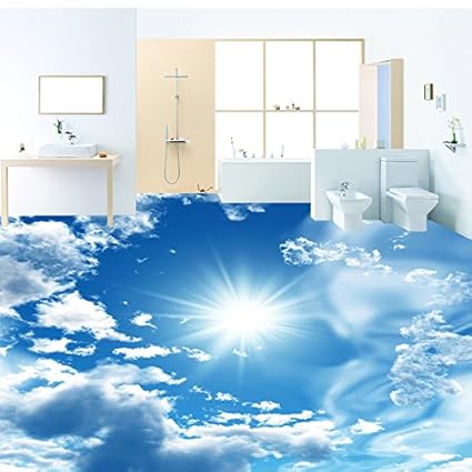 300cmx250cm Custom 3d Stereoscopic Floor Murals Wallpaper Blue Sky